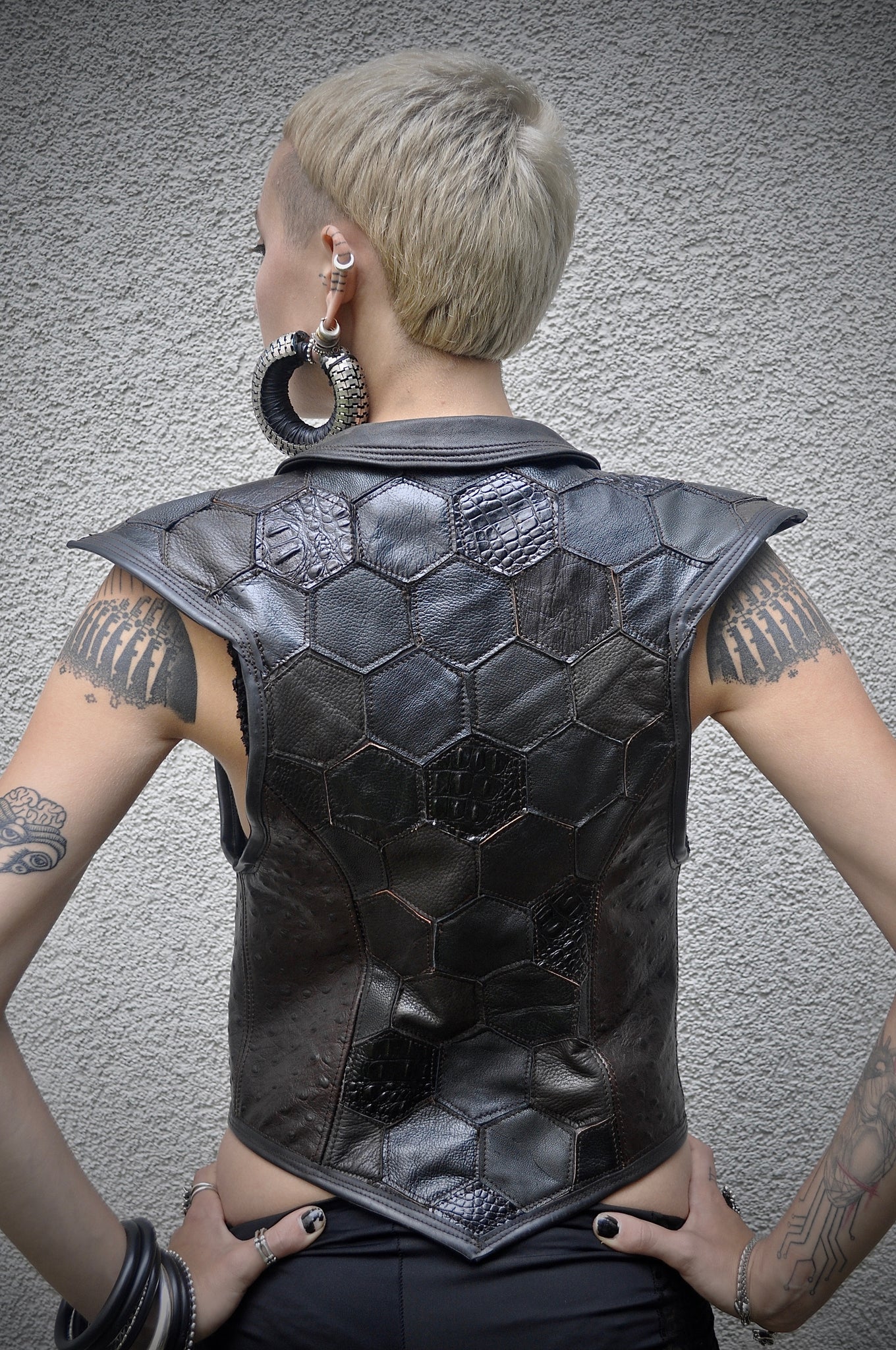 Hexagonal Shades of Black Vest
